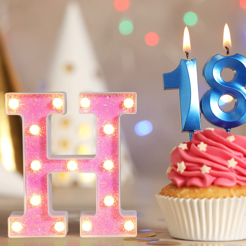 Foaky Led Letter Lights Sign Light Up Pink Letters Glitter Alphabet Letter Sign For Night Light Weddingbirthday Party Battery Po