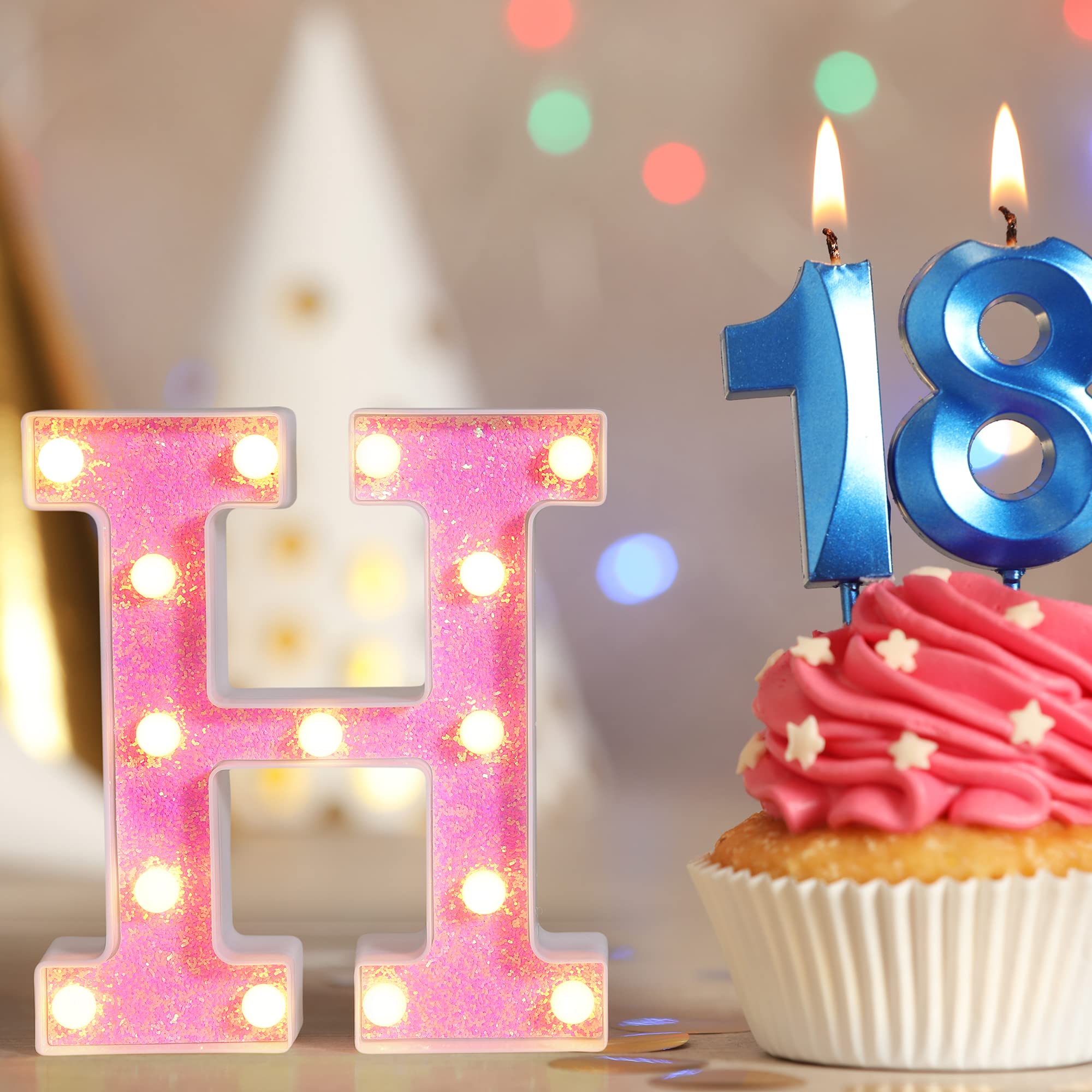 Foaky Led Letter Lights Sign Light Up Pink Letters Glitter Alphabet Letter Sign For Night Light Weddingbirthday Party Battery Po