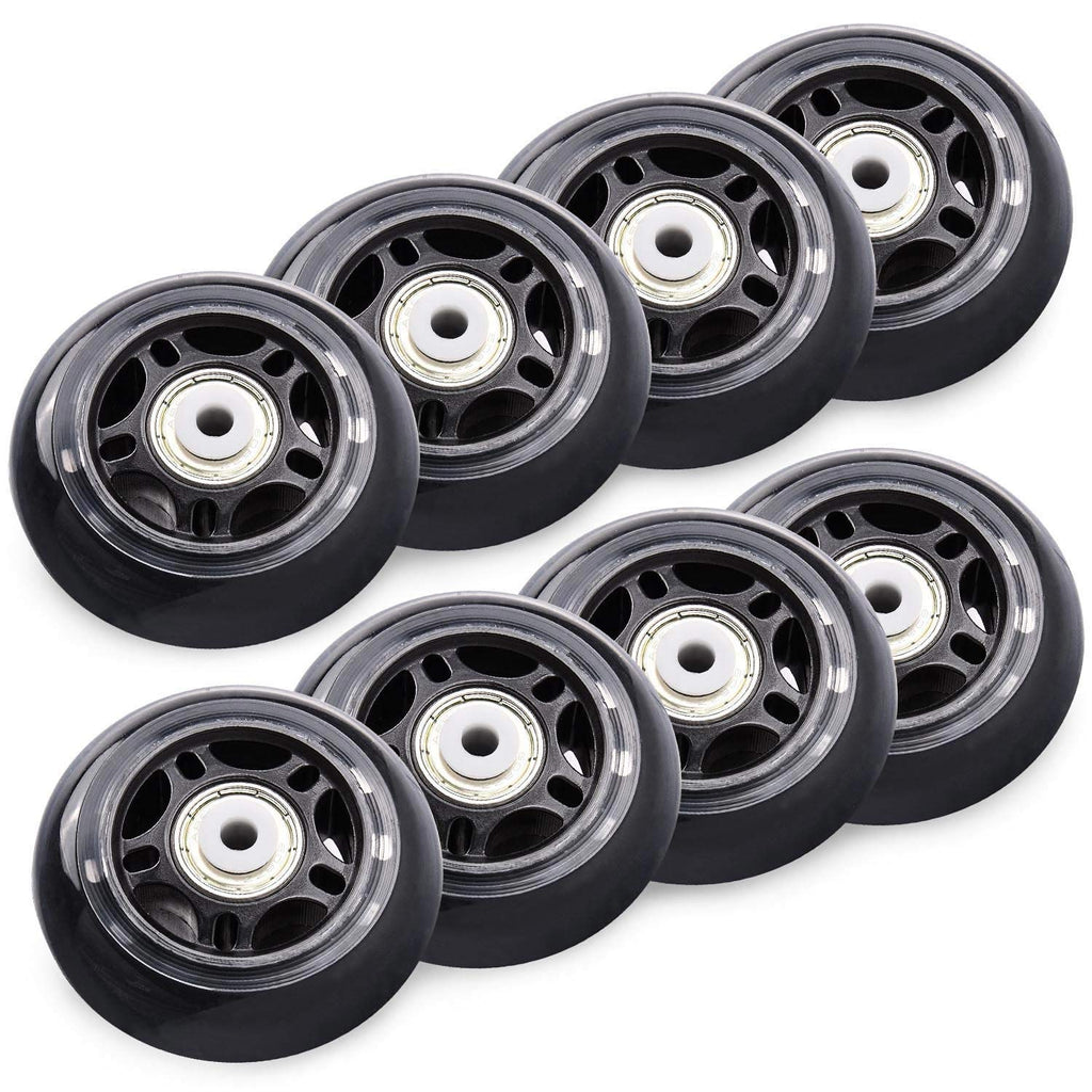 Tobwolf 8 Pack 64Mm 82A Indoor Inline Skate Replacement Wheels, Indoor Skating Wheels With Abec-7 Bearings, Luggage Wheels, Trai