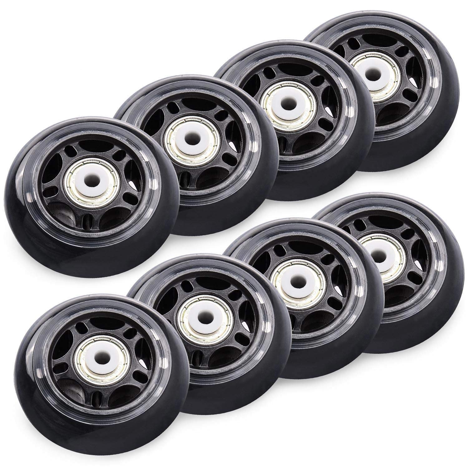 Tobwolf 8 Pack 64Mm 82A Indoor Inline Skate Replacement Wheels, Indoor Skating Wheels With Abec-7 Bearings, Luggage Wheels, Trai