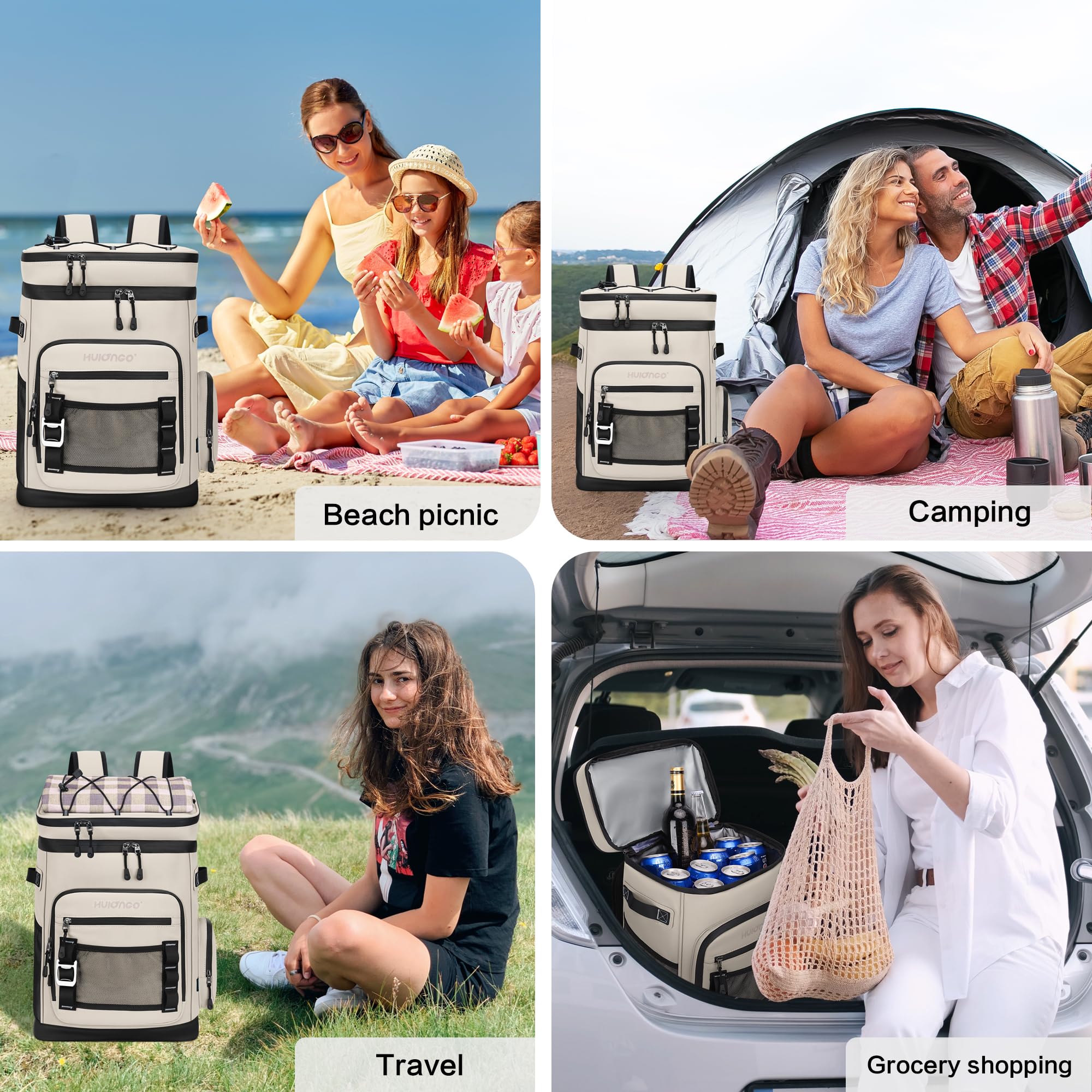 Hulongo Large Waterproof Insulated Cooler Backpack For Men & Women, Leak Proof Cooler Backpack For Camping, Beach, Fishing, Picn