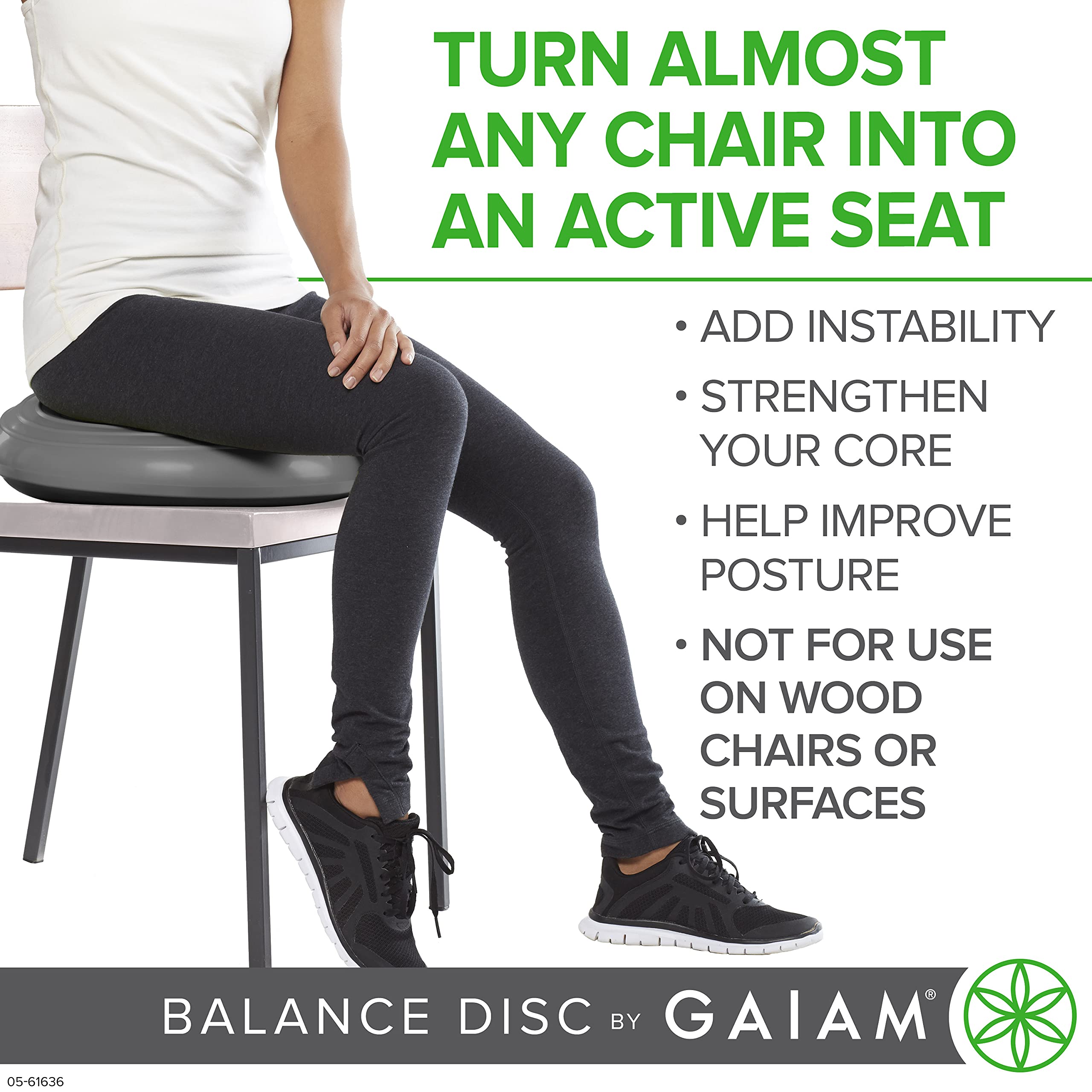 Gaiam Balance Disc Wobble Cushion Stability Core Trainer For Home Or Office Desk Chair And Kids Alternative Classroom Sensory Wi
