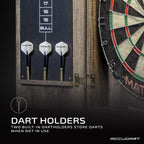 Accudart Match Pro Dartboard Cabinet Set - Official Size - Self Healing Sisal - Modern Style Woodgrain - Two Built-In Dartholder