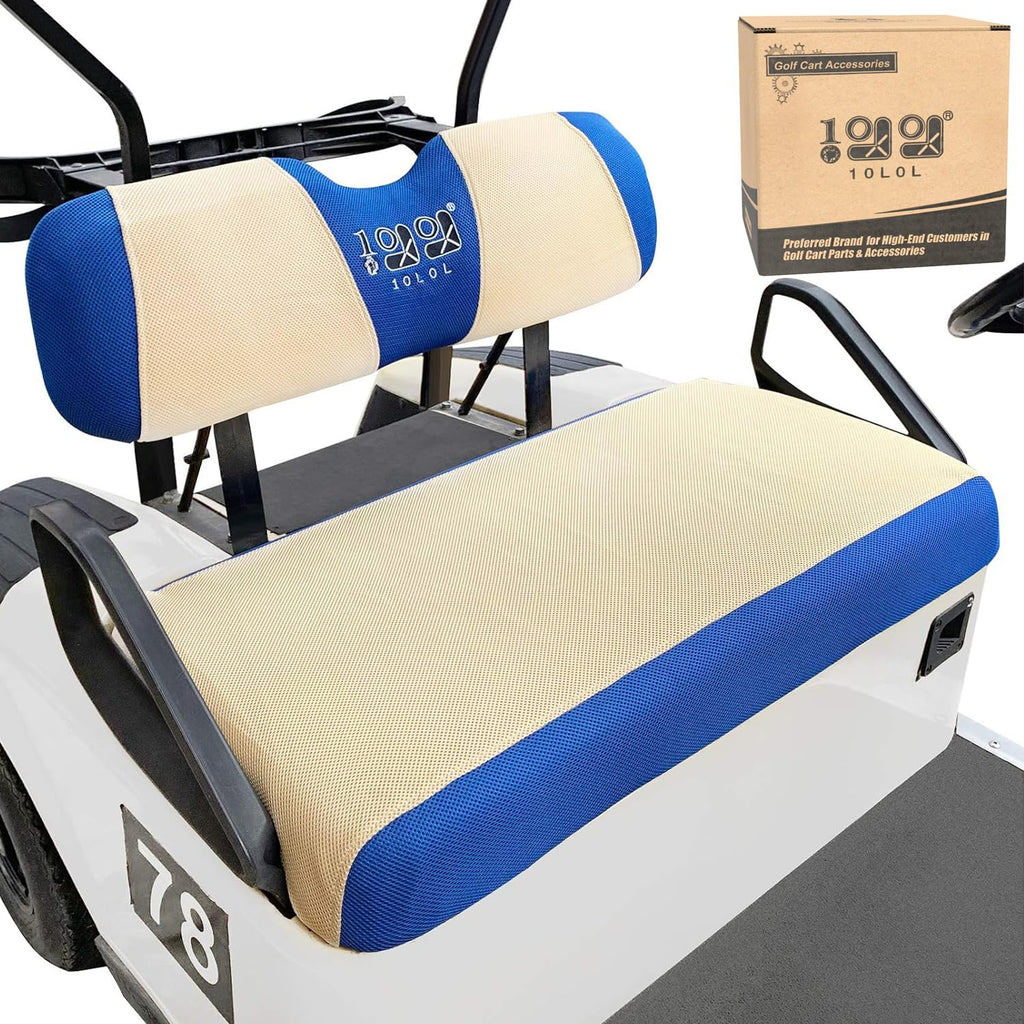 10L0L Golf Cart Seat Covers For Ezgo Txt Rxv & Club Car Ds 2000-Up, Breathable Air Mesh Fabric Washable - Beige Blue