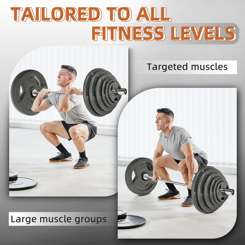 Fitvids Olympic Cast Iron 2-Inch Weight Plate For Strength Training & Weightlifting, Multiple Weights Available, 45Lb (Single)