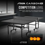 STIGA Carbon 15 - Carbon Series Indoor Ping Pong Table - 15mm Table Tennis Playfield, QuickPlay 10-Minute Assembly, Built-in Bal