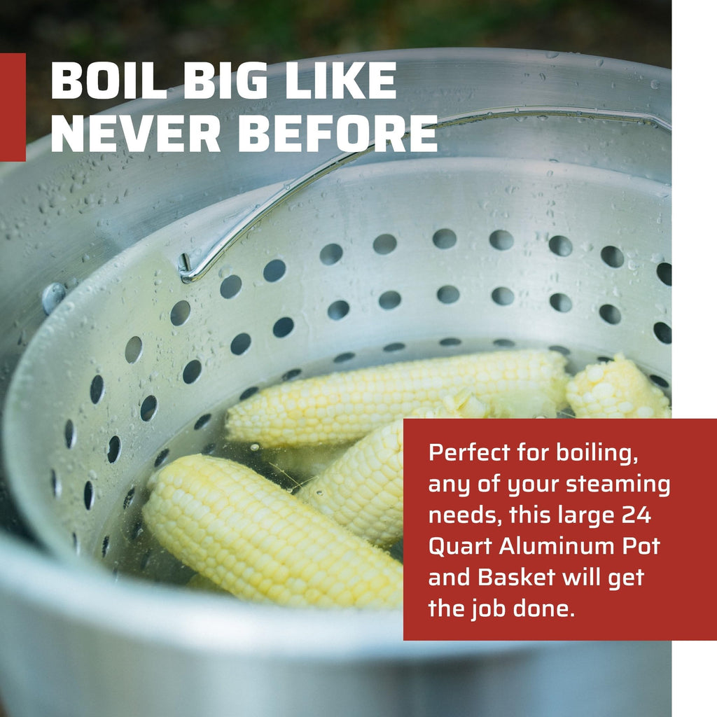 Camp Chef Aluminum Pot & Basket - Includes Lid, Basket & Removal Hook - Perfect For Boiling, Simmering & Steaming - Easy-To-Clea