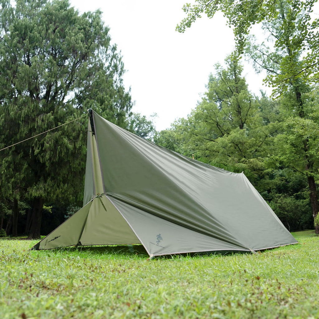 Free Soldier Camping Tarp Waterproof Portable Multifunctional Outdoor Traveling Awning Backpacking Shelter Rain Tarp (Bean Green