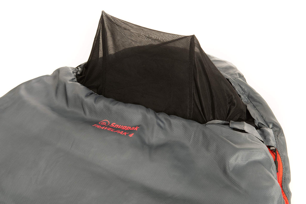 Snugpak Travelpak 4 Sleeping Bag With Mosquito Net, 19 Degree, Left Hand Zip, Pebble Gray