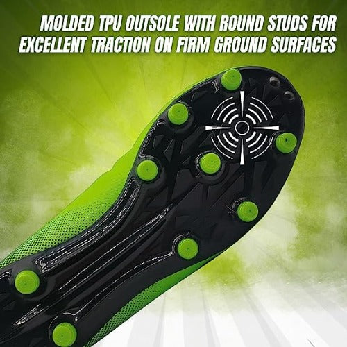 Vizari Laguna Junior. Firm Ground Soccer Shoes – Lime Green/Black