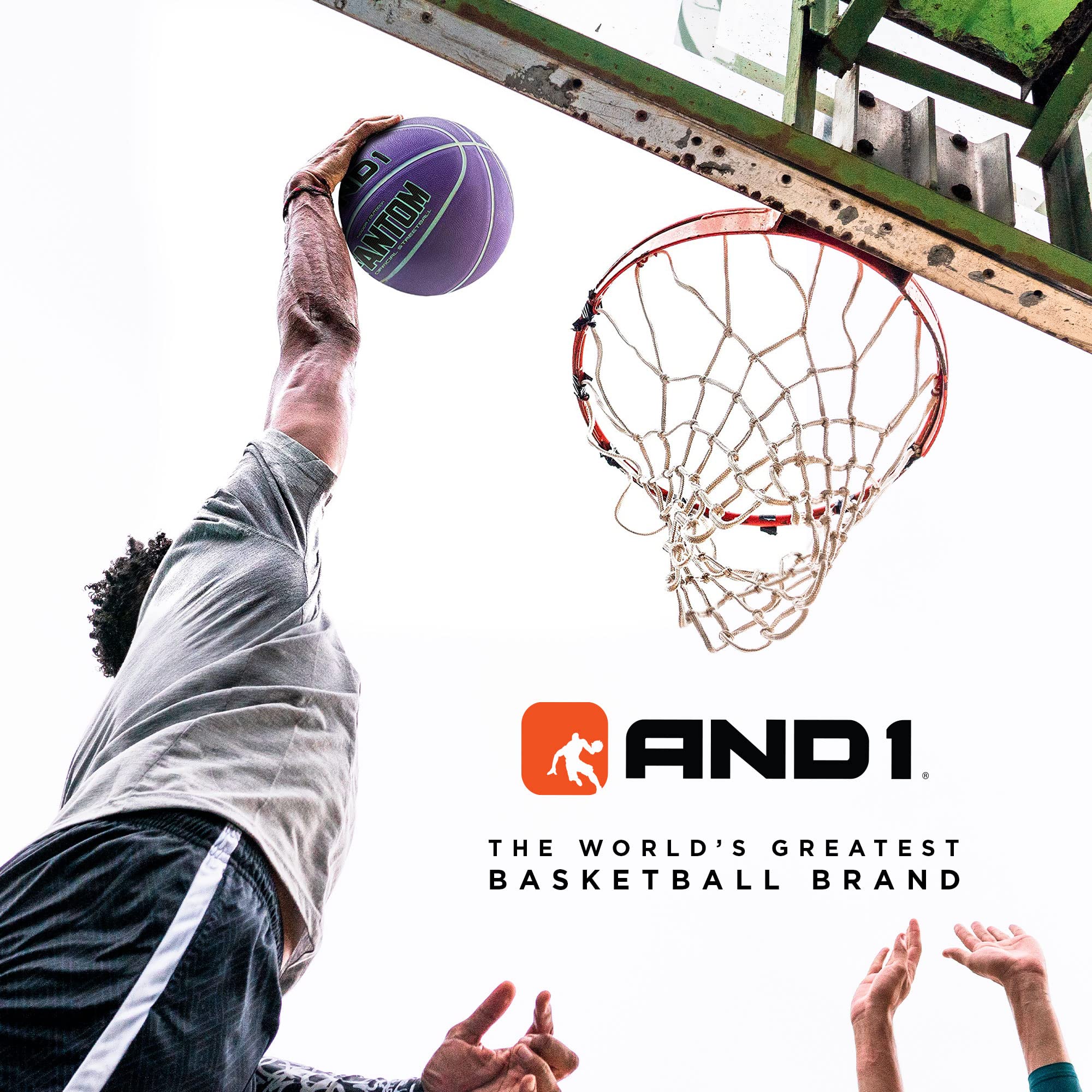 AND1 Fantom Rubber Basketball: Official Regulation Size 7 (29.5 inches) Rubber Basketball - Deep Channel Construction Streetball