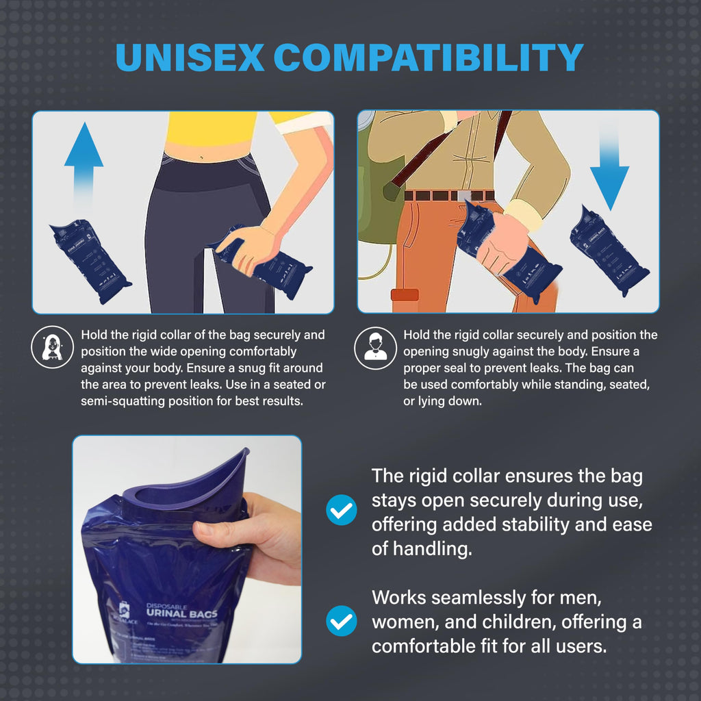 Roxalace Disposable Urinal Bags, 12 Pack 1000 Ml Unisex Urine Bag Travel Traffic Jam Emergency Urinals Bag, Camping Pee Bags, Po