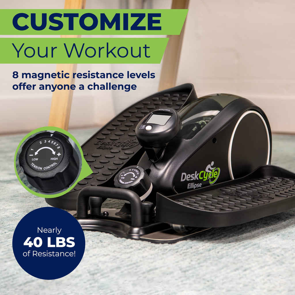 Deskcycle Ellipse Leg Exerciser - Under Desk Elliptical Machine And Foot Pedal Exerciser - Leg Exerciser While Sitting - Compact