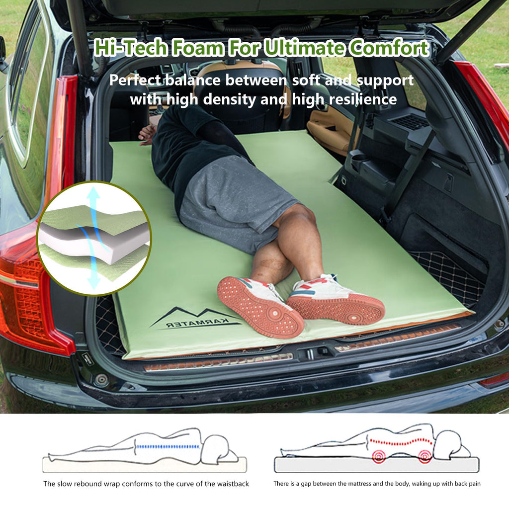 M Karmater Suv Air Mattress For Car Camping, Extra Thick Memory Foam Car Air Mattress, Car Sleeping Pad Self Inflating Suv Campi