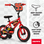 Huffy Disney Pixar Cars 12 Inch Kids Bike, Ideal for Ages 3-5 Years Old, Training Wheels Included, EZ Build Assembly, Fun and P