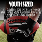 Franklin Sports Youth Football Receiver Gloves - Shoktak Kids High Grip Football Receiver Gloves - Black - Youth Large