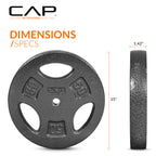 Cap Barbell Standard 1-Inch Grip Weight Plates 50 Lbs Black, Pack (X1)
