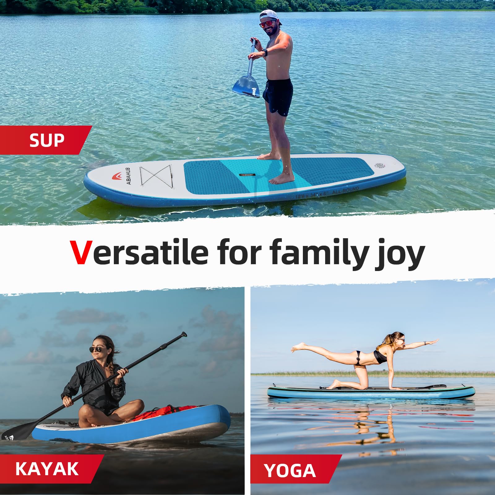 Abahub Inflatable Sup, Wide 106'' X 31'' X 6'' Isup, Standup Paddleboard With Adjustable Carbon Fiber Paddle, Kayak Seat, For Yo