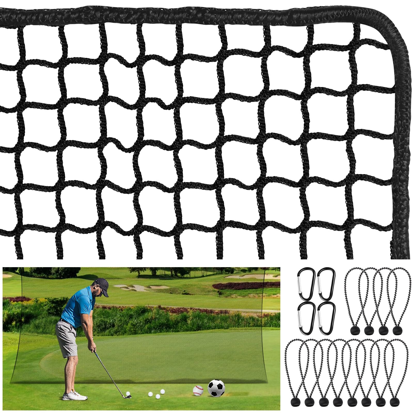 Golf Practice Net, 10 x 15 Ft Golf Hitting Nets Heavy Duty Nylon Golf Netting for Garage Backyard