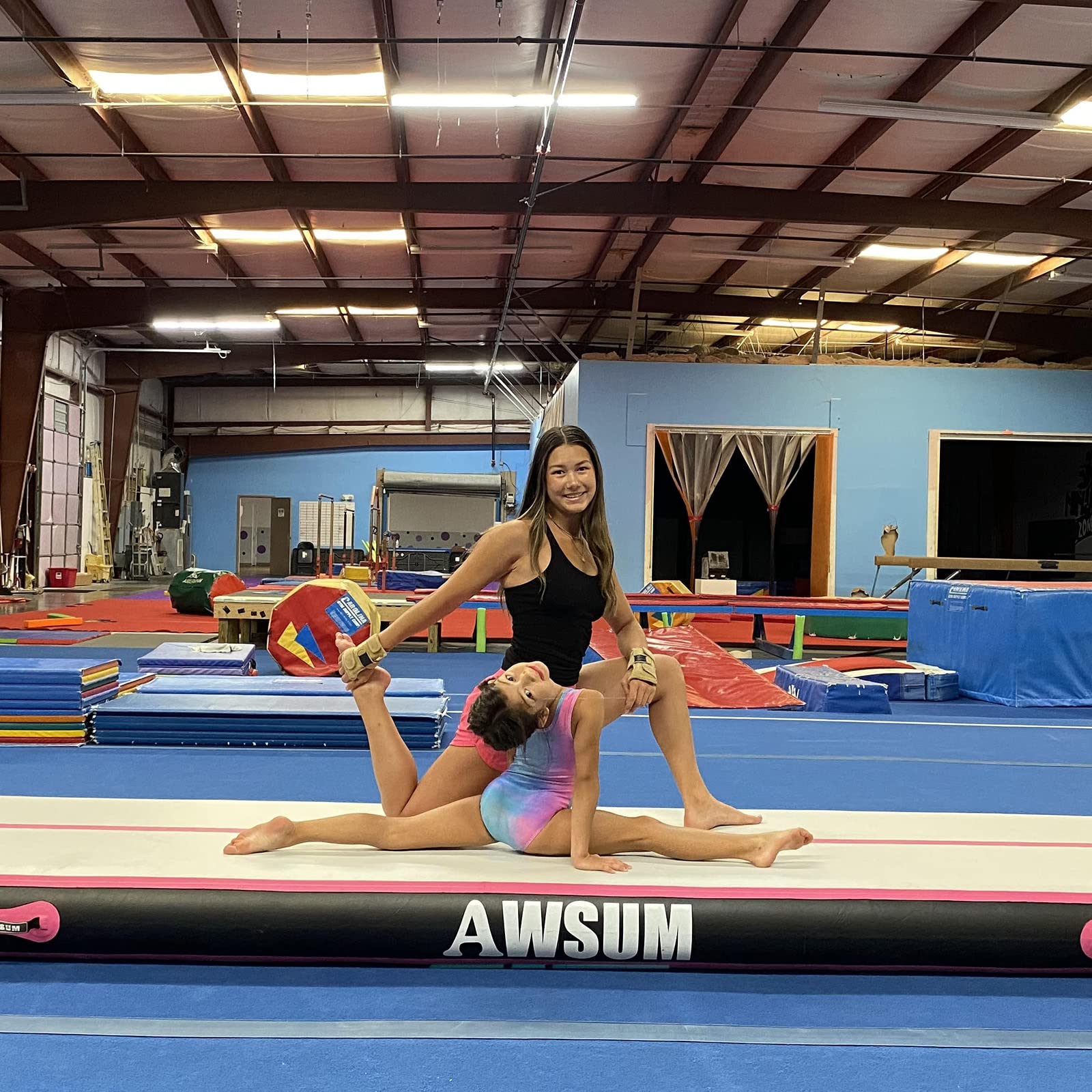 Awsum Air Gymnastics Mat 10Ft/13Ft/16Ft/20Ft/23Ft Inflatable Tumble Track Mats 4/8 Inches Thick Tumbling Mat With Electric Pump