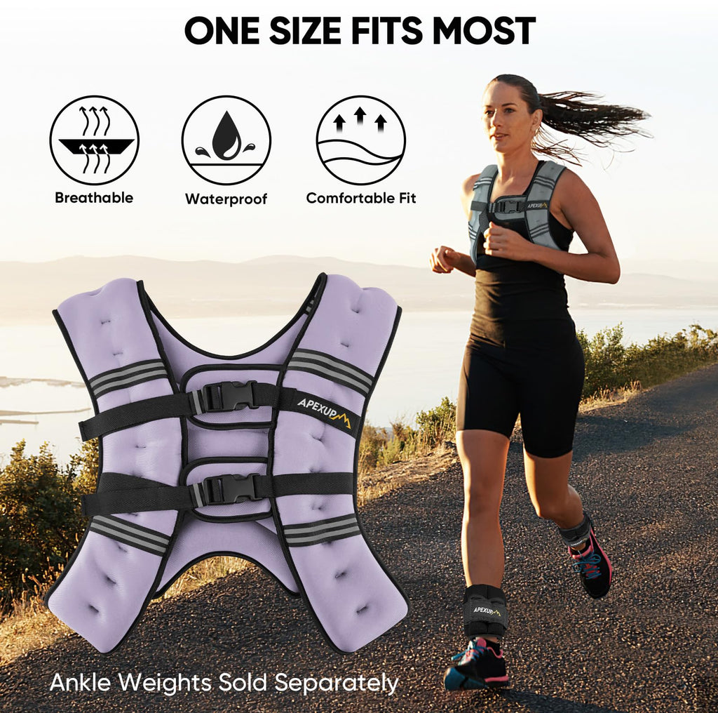 APEXUP 15lbs Weighted Vest Men Women, Weight Vest for Women Workout Equipment for Strength Training Running (Pastel Purple)