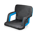 Oniva - A Picnic Time Brand Ventura Portable Reclining Stadium Seat, (Waves Collection - Gray With Vista Blue Accents)