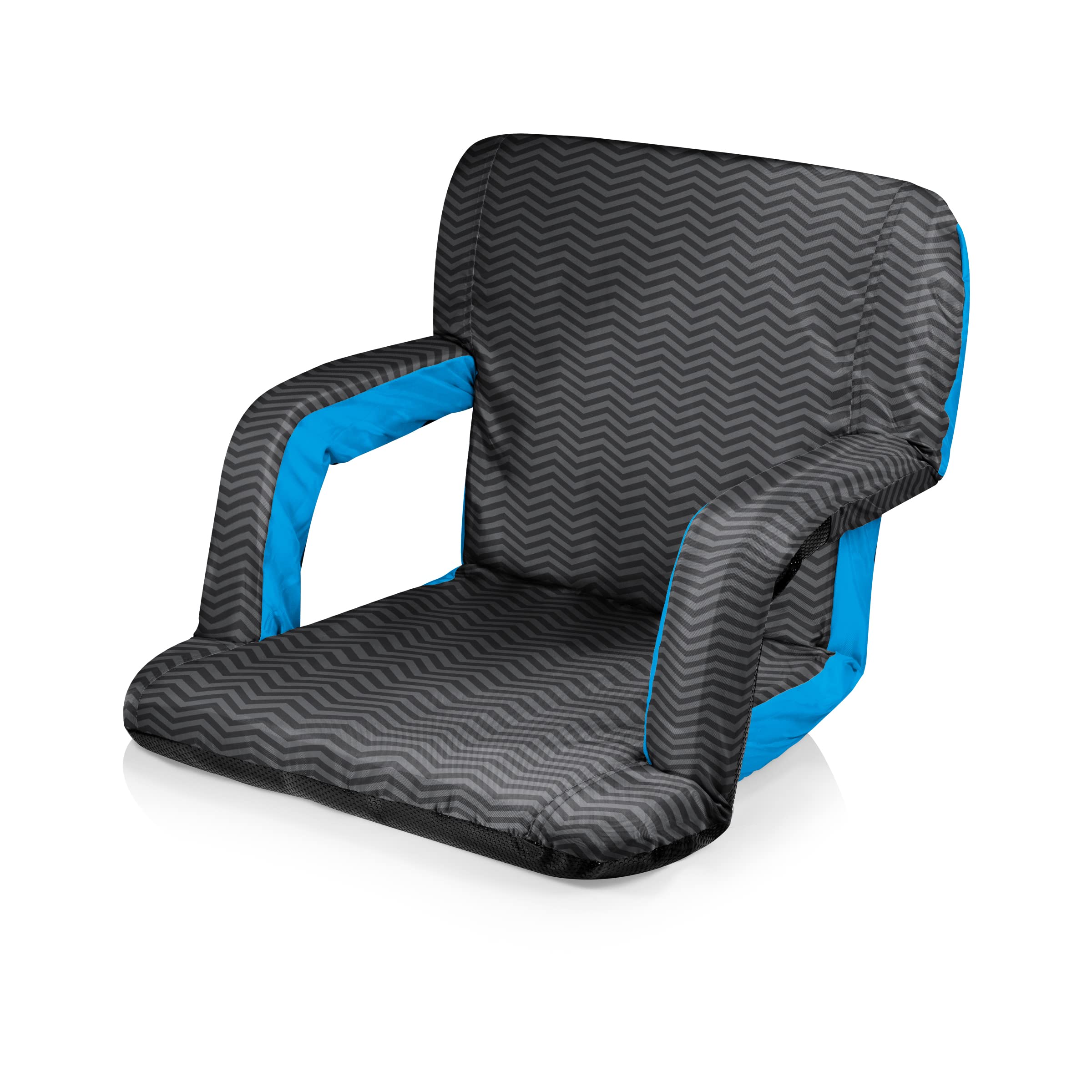 Oniva - A Picnic Time Brand Ventura Portable Reclining Stadium Seat, (Waves Collection - Gray With Vista Blue Accents)
