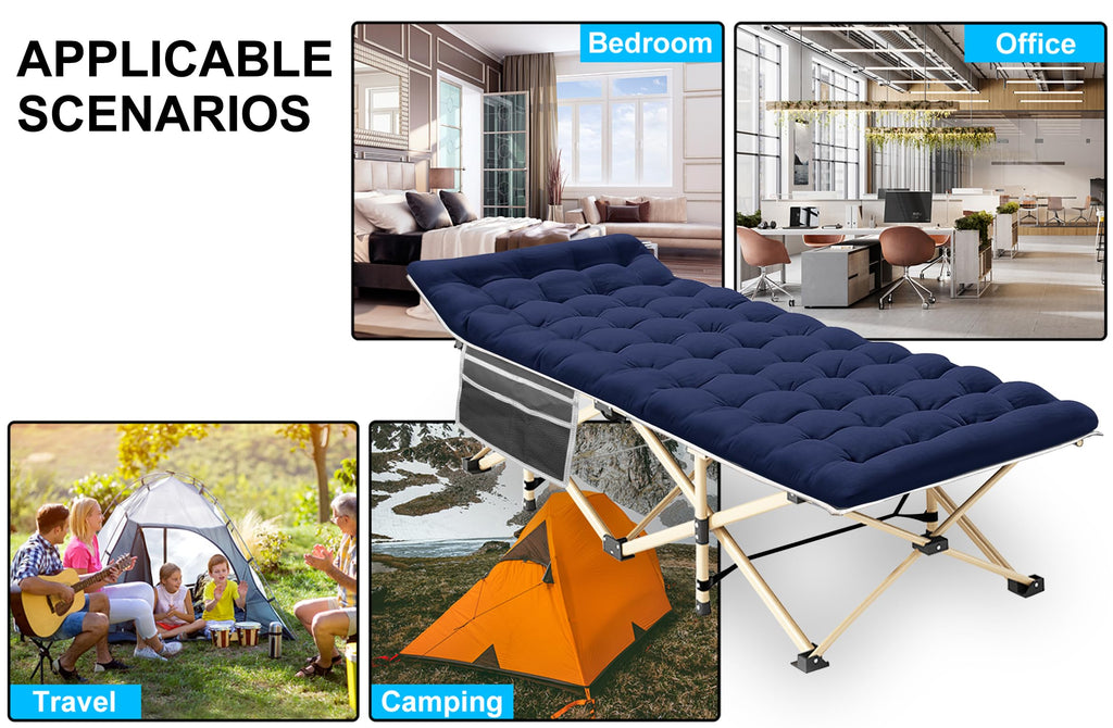 Araer Camping Cot, Portable Folding Outdoor Bed With Mattress Carry Bag, Heavy Duty Sleeping Cots For Adults Kids Travel Camp Be