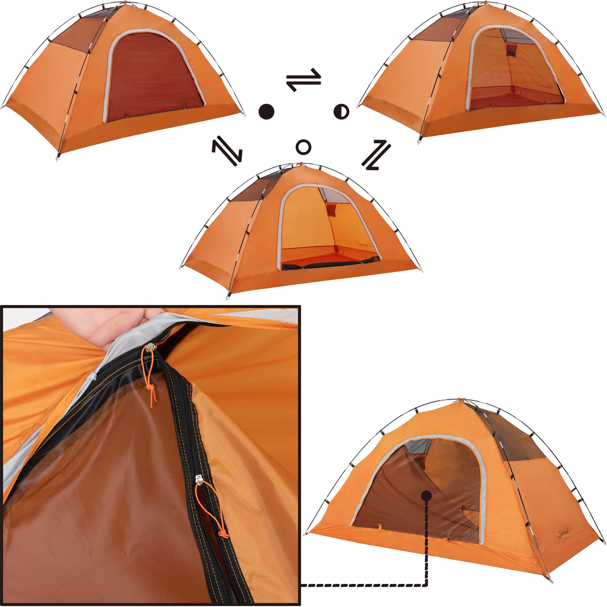 Vela Camping Tent For 2 Person, 4 Person, 6 Person - Waterproof Two Person Tents For Camping, Small Easy Up Tent For Family, Out