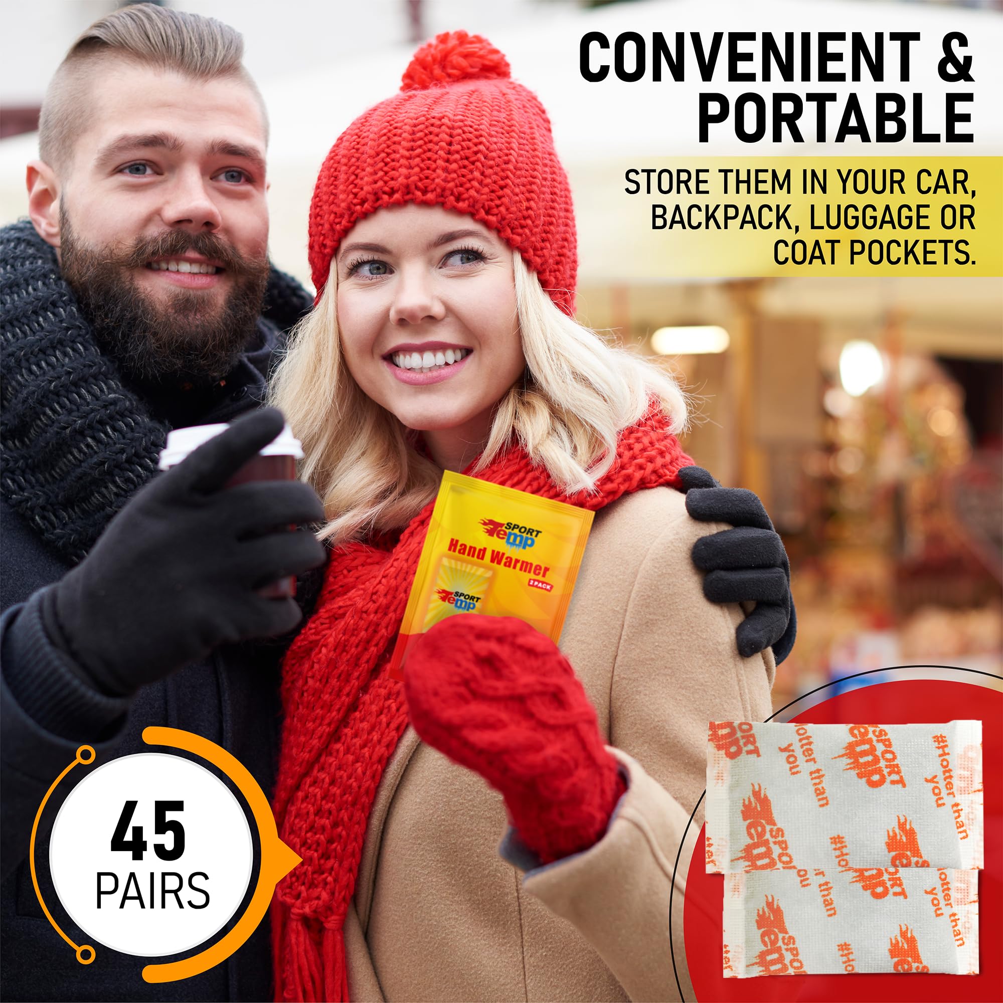 Odorless Hot Hand Warmer (45 Pairs) - Up To 11 Hours Of Heat, Super Long Lasting - Easy, All Natural - Air Activated, For Body&