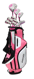 Top Line Ladies Pink Right Handed M5 Golf Club Set, Includes: Driver, Wood, Hybrid, No. 5,6,7,8,9, Pw Stainless Steel Irons, Put
