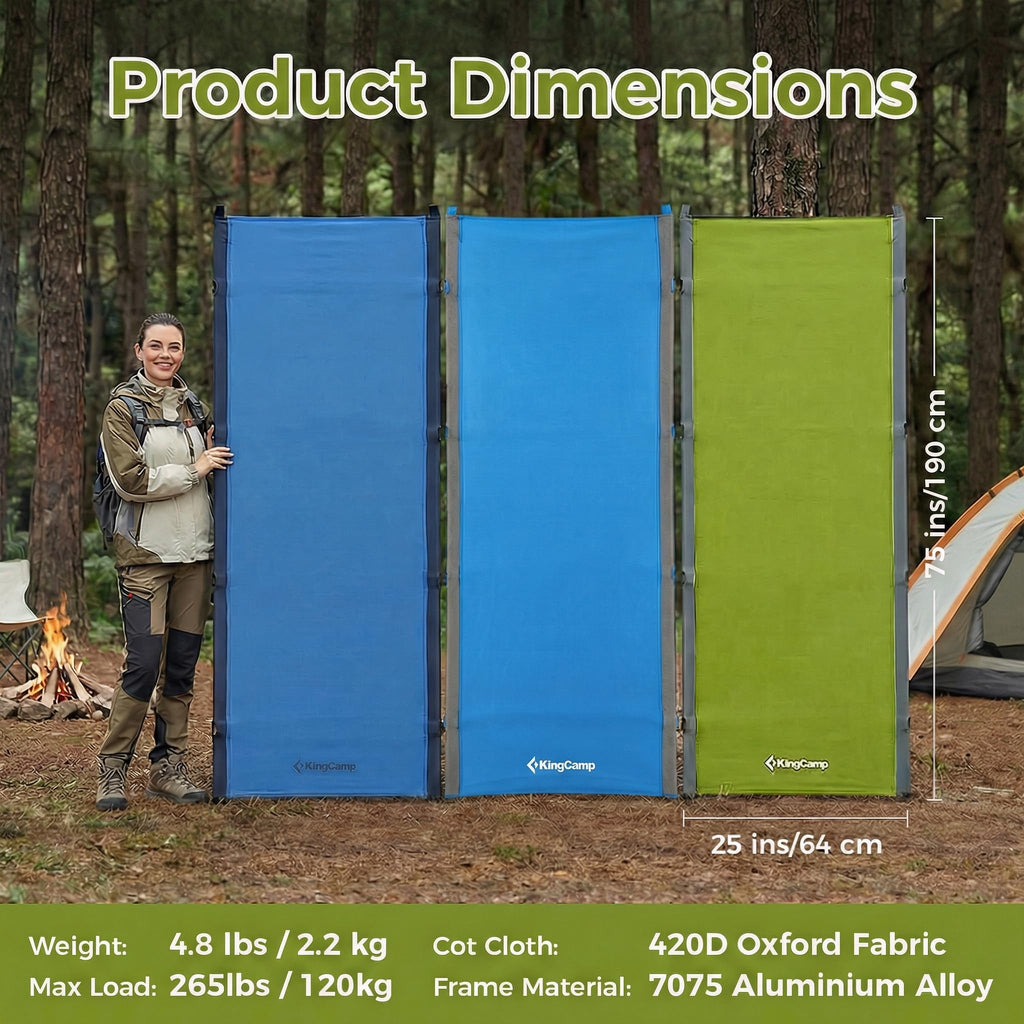 Kingcamp Ultralight Compact Folding Camping Cot Bed, 4.9 Pounds (Green)