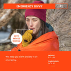 S.O.L. Survive Outdoors Longer Sol Emergency Bivvy Xl W/Rescue Whistle - Reflects Up To 90% Body Heat - Waterproof Emergency Bla