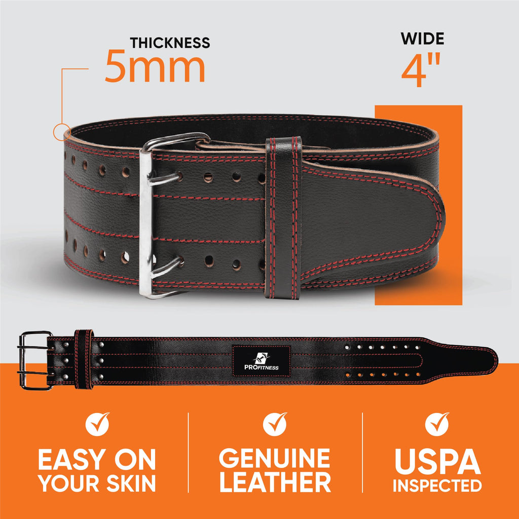 Genuine Leather Gym Weight Belt Workout Belt Weightlifting Gym Belt For Men And Woman Comes (Black/Red, Small)