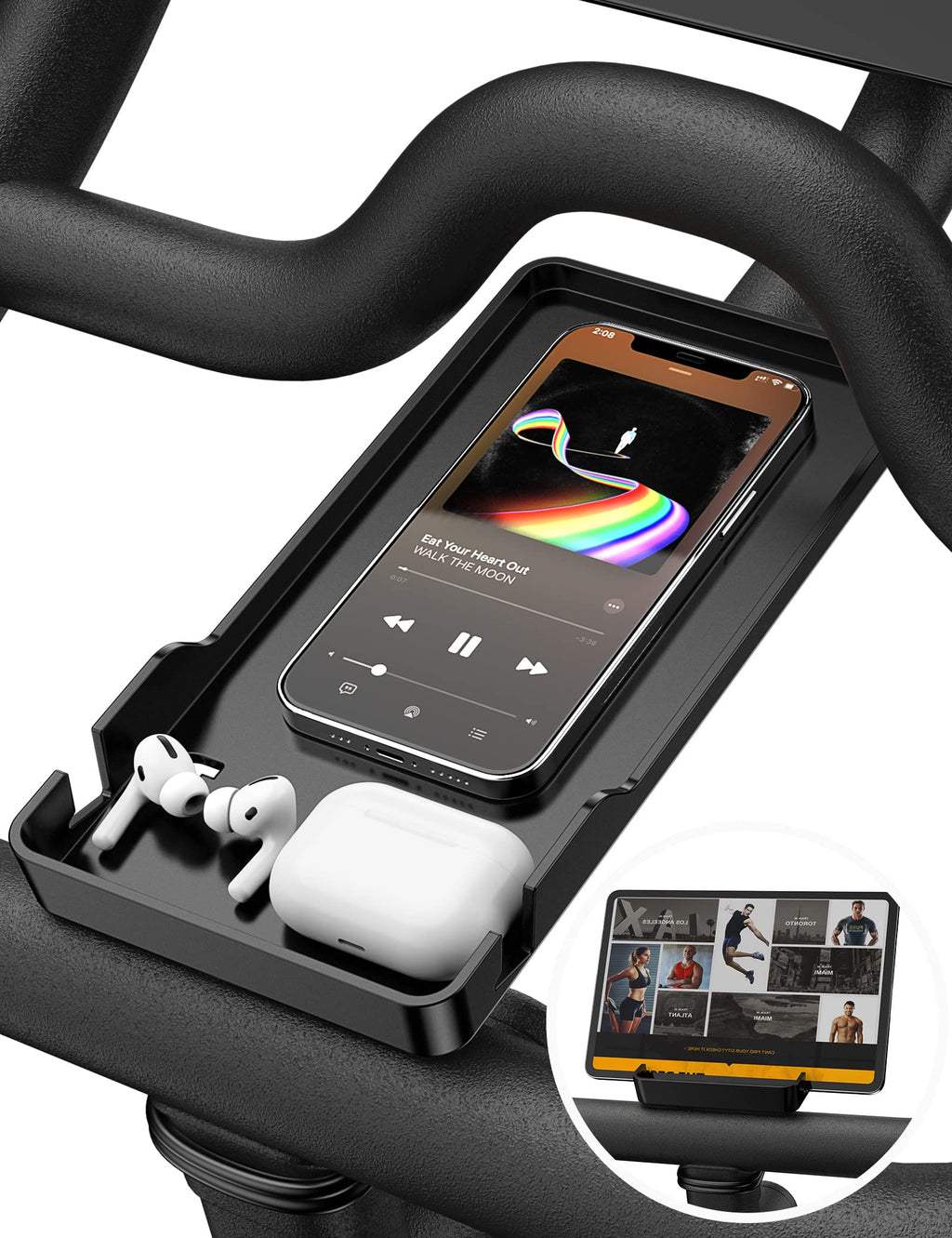 Phone Holder For Peloton Bike & Peloton Bike +, Peloton Bike Accessories, Built-In Anti-Slip Silicone Mat Mount Tray, Peloton Ph