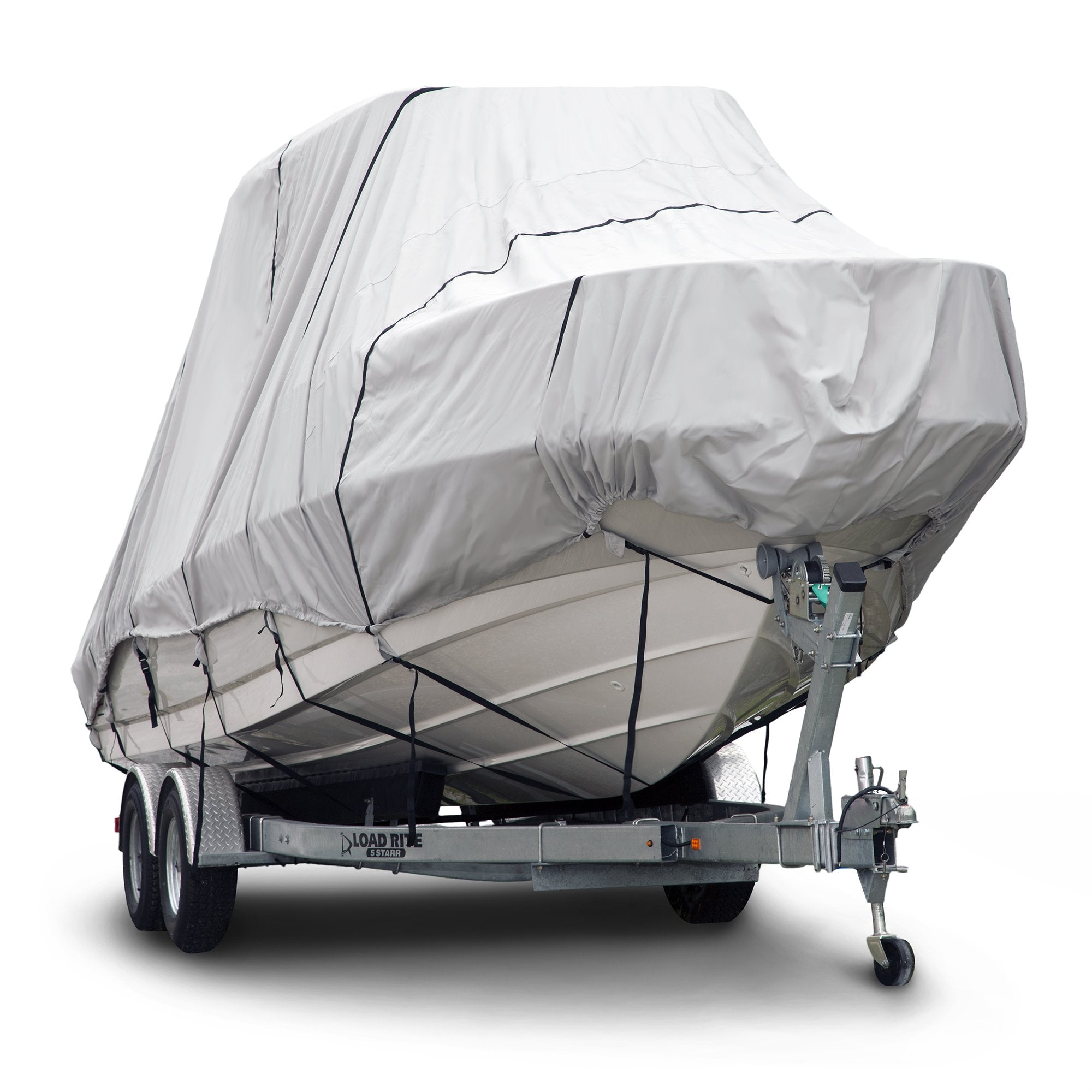 Budge Hard Top T-Top Boat Cover, Fits Boats 24-26ft with Beam up to 106, 600 Denier UV & Water Resistant Polyester, Gray