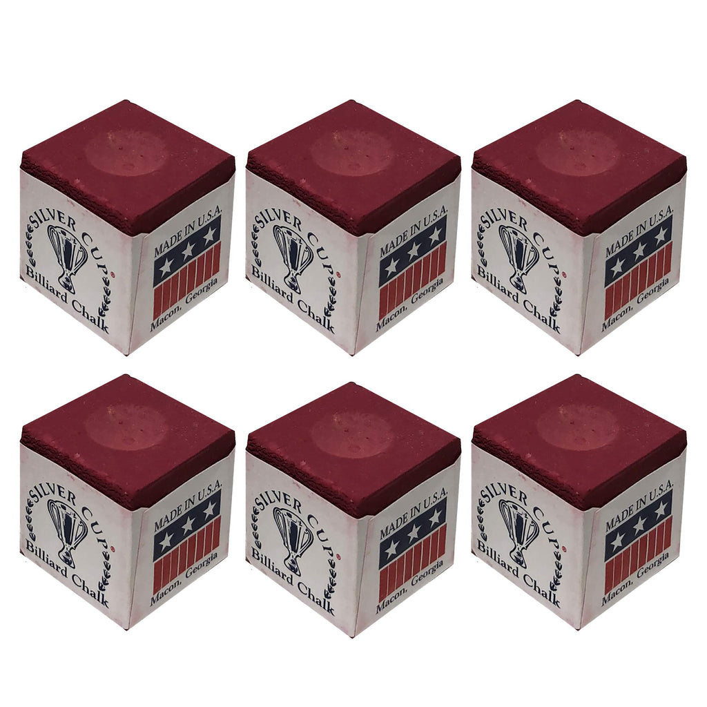 Silver Cup Set Of 6 Burgundy Pool Cue Chalk