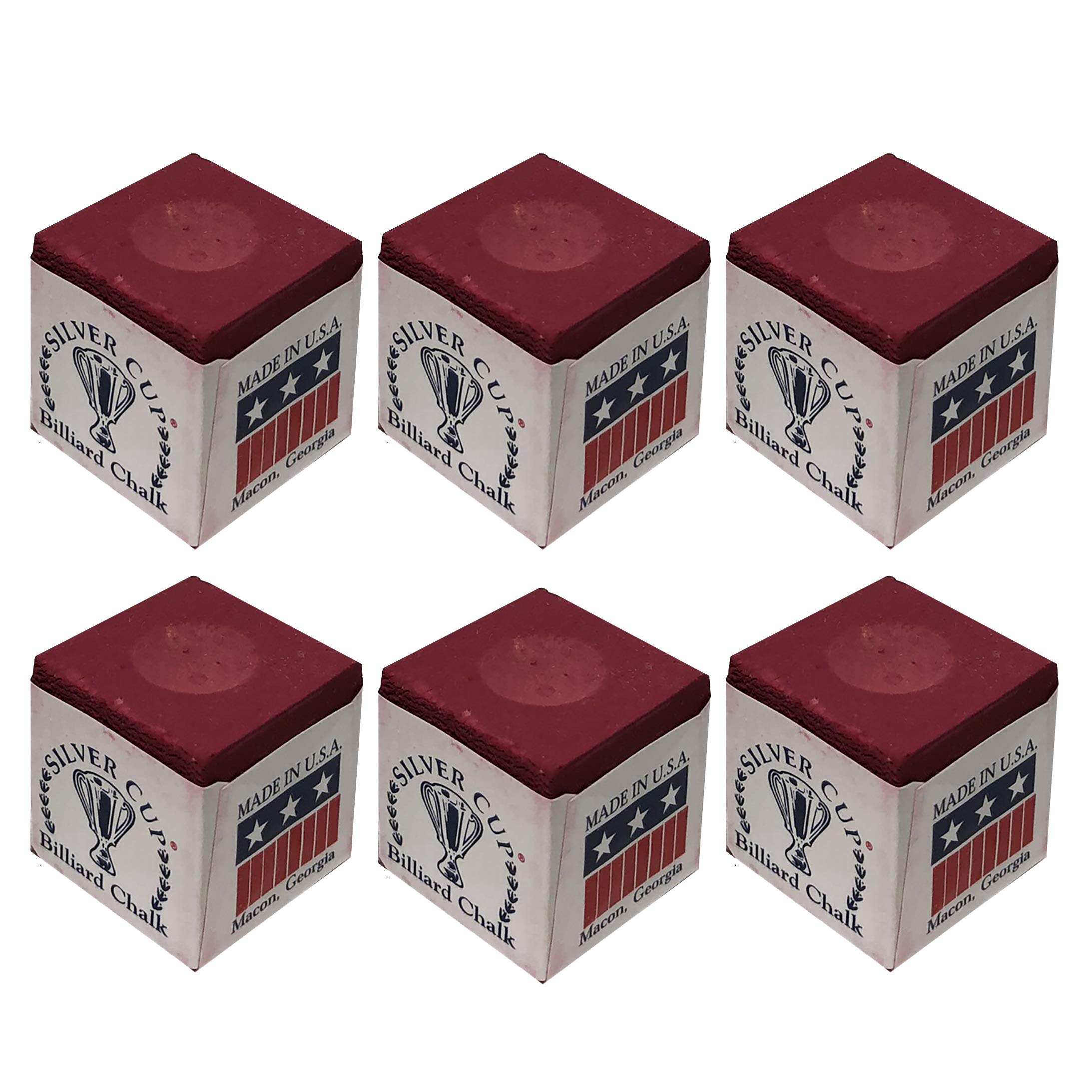 Silver Cup Set Of 6 Burgundy Pool Cue Chalk