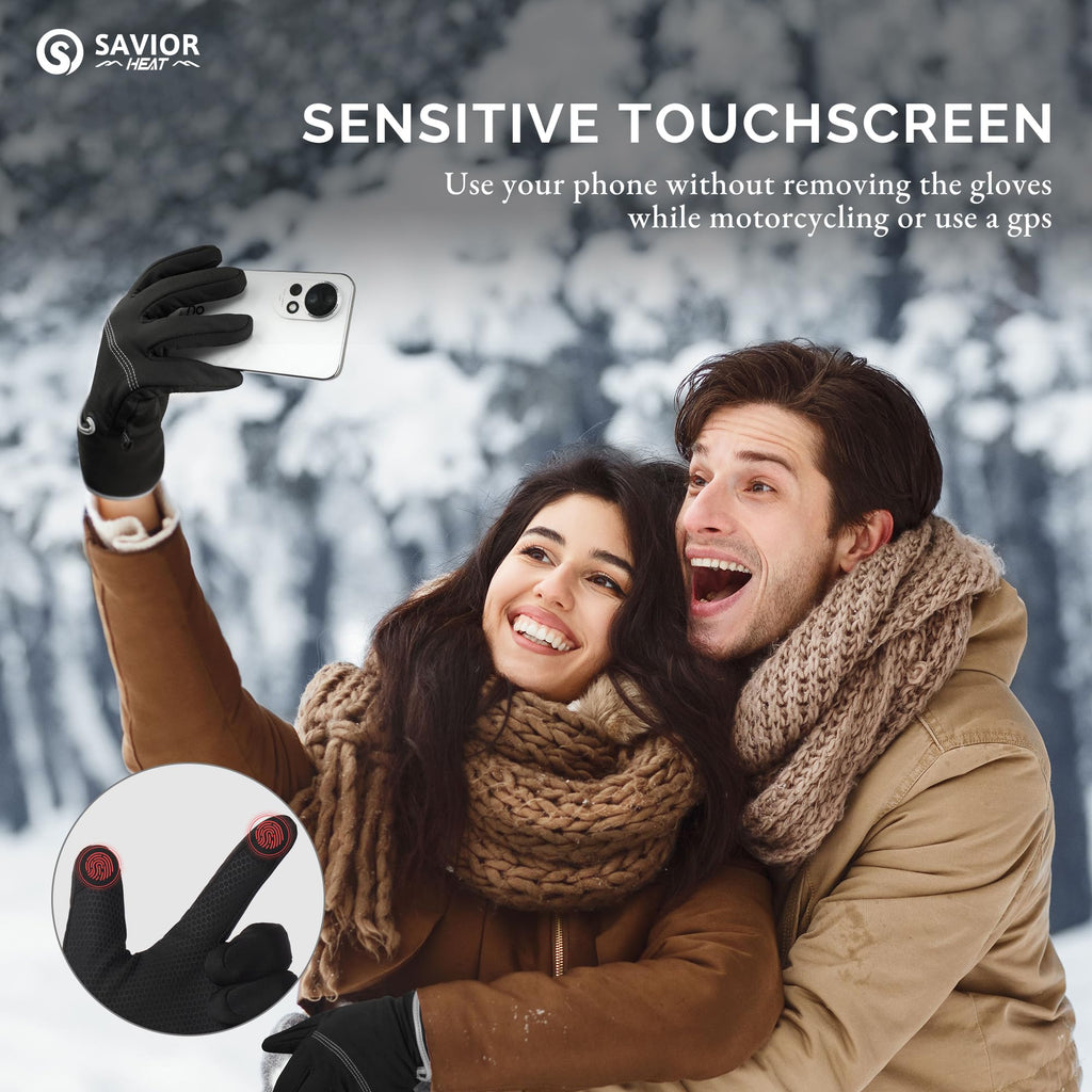 Savior Heat Heated Liners Gloves For Men Women, 2023 Electric Rechargeable Battery Thermal Thin Gloves For Winter Skiing Typing