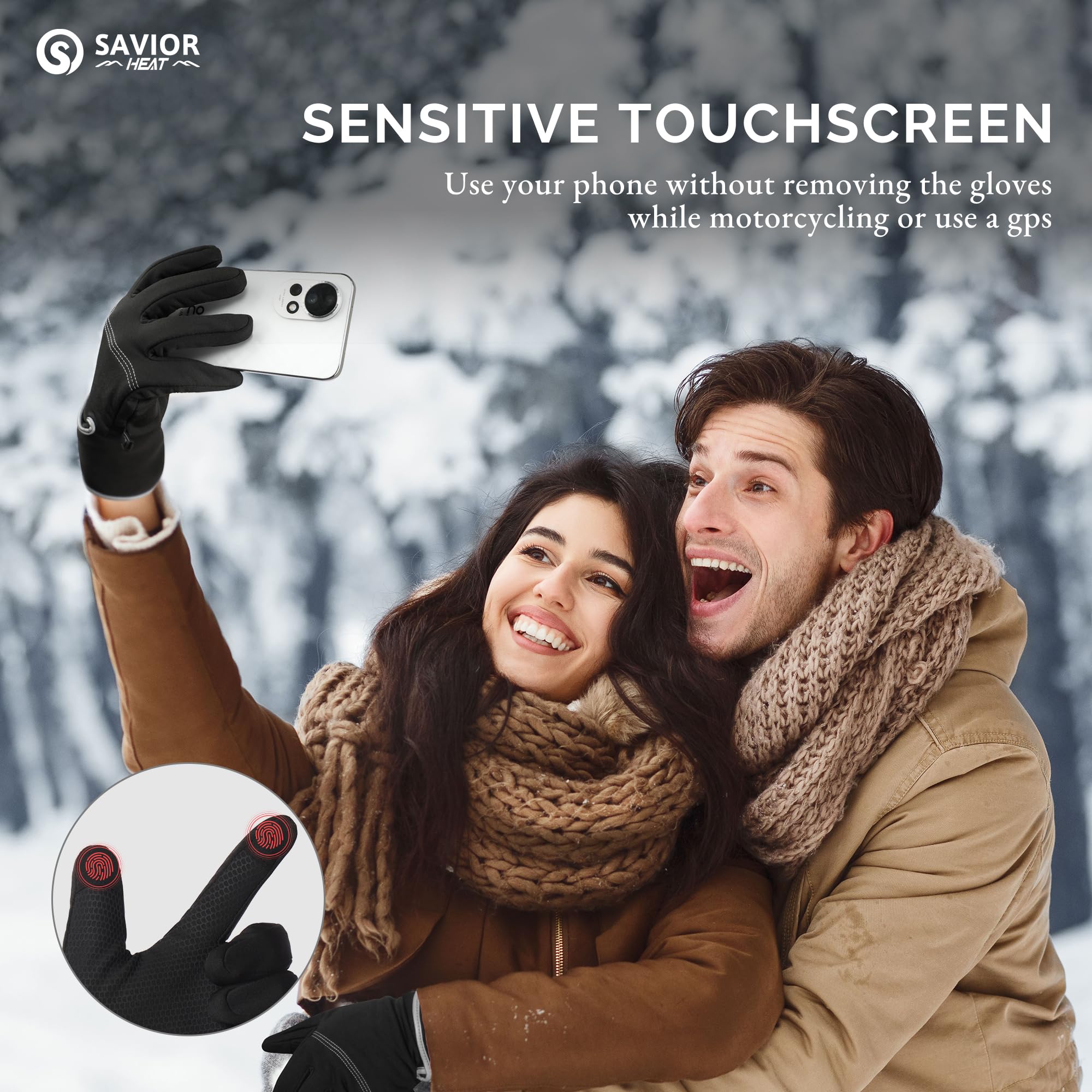 Savior Heat Heated Liners Gloves For Men Women, 2023 Electric Rechargeable Battery Thermal Thin Gloves For Winter Skiing Typing