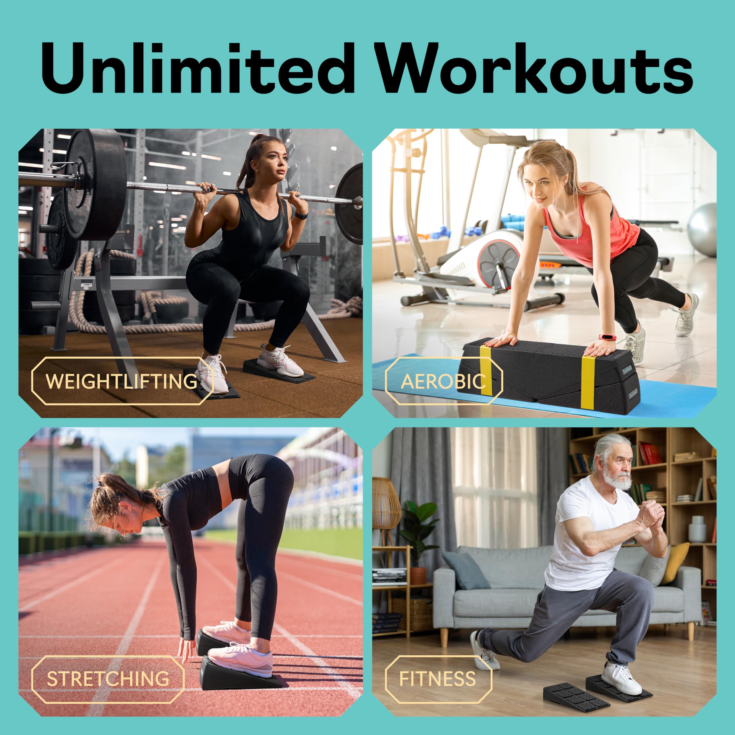 Squat Wedge - Squat Wedge Block 960 LBS Capacity - Slant Board for Calf Stretching with 5 Adjustable Angles - Calf Stretcher Sla