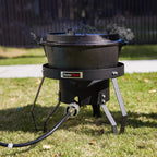 OuterMust Gas Stove Propane Burner with Regulator and Cast Iron Braided Holes (single) for Outdoor Cooking, Camping and Seafood