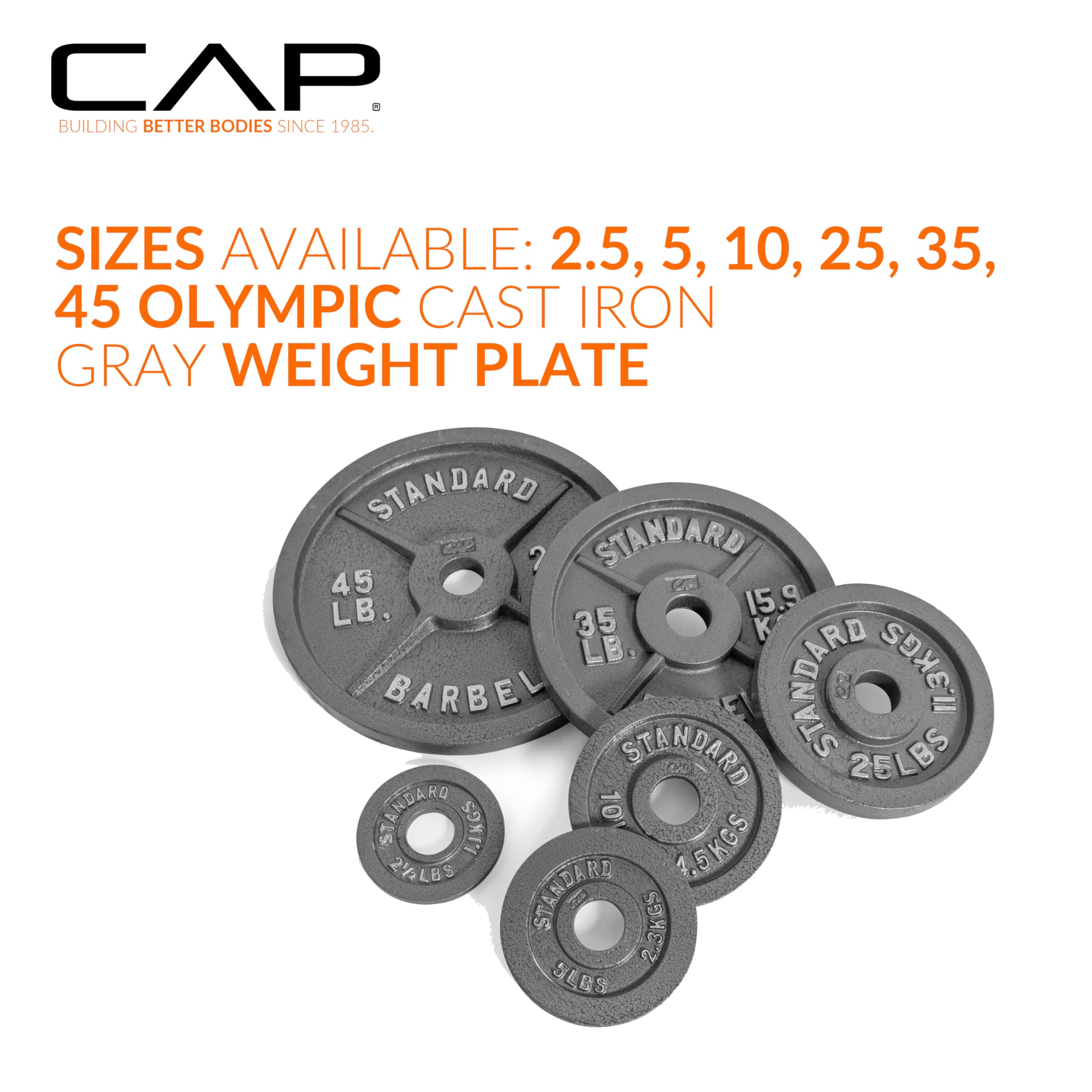 CAP Barbell Olympic 2-Inch Weight Plate, Gray, 2.5 LBS