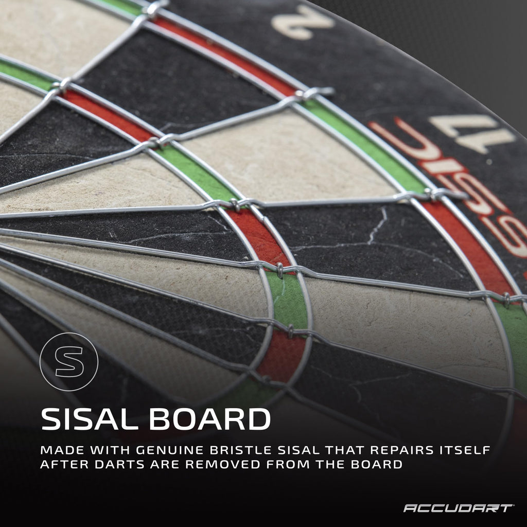 Accudart Classic Bristle Dartboard - Official Size 18'' X 1.5'' - Self-Healing Genuine Bristle Sisal - Staple Free Bullseye - Id