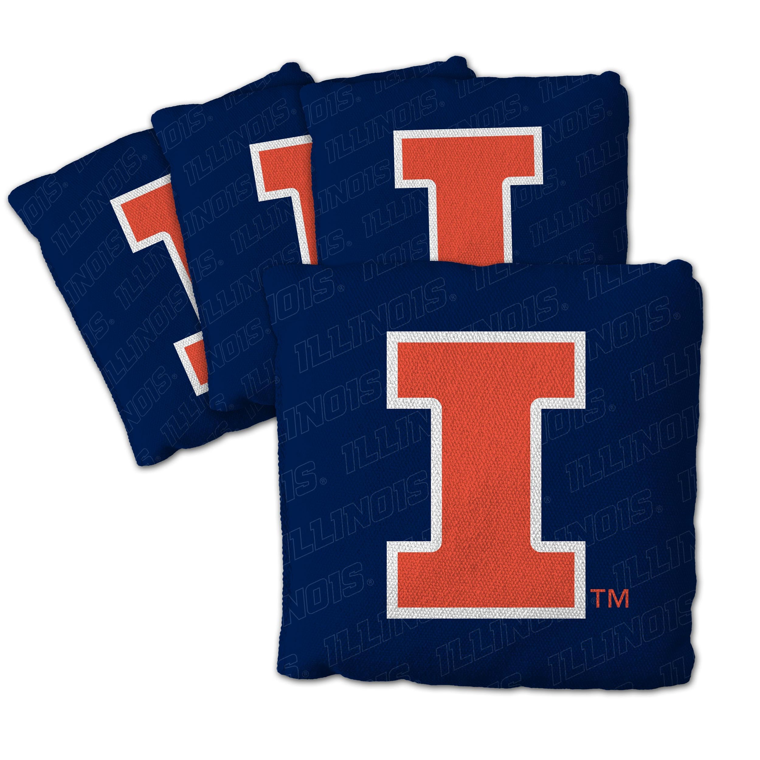 YouTheFan Officially-Licensed NCAA Illinois Fighting Illini Set of 4 Cornhole Bags - All Weather Regulation 6    x 6    Size - 1