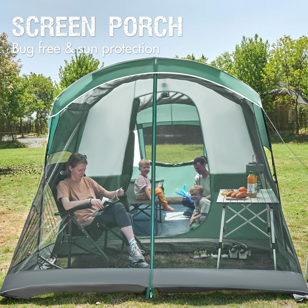 Portal 6 Person Family Tent For Camping With Screen Room, Weather Resistant Tall Tent With Rainfly, Easy Setup For Family Outdoo