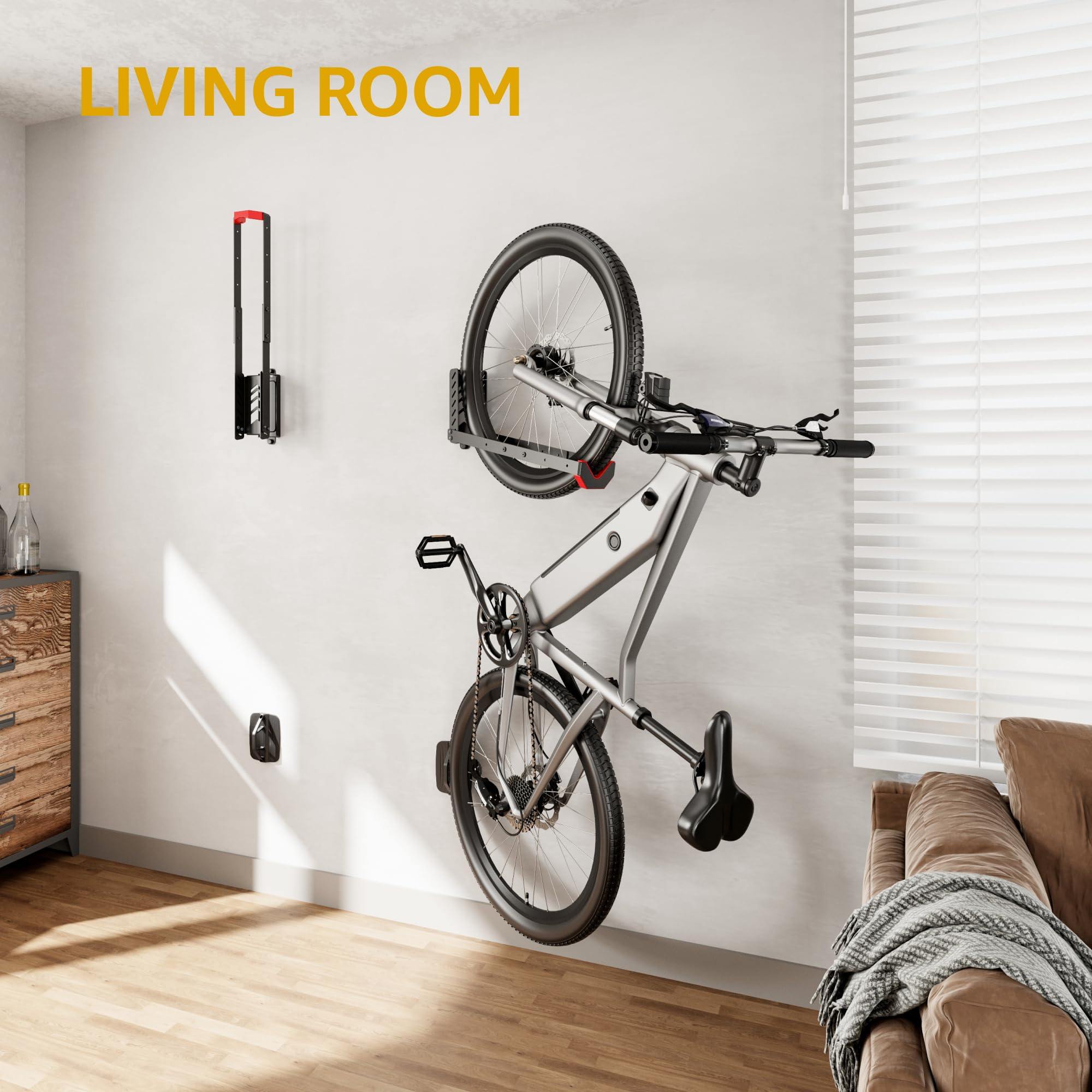 monTEK Swivel Bike Wall Mount, No Heavy Lifting Required Bike Wall Mount, Bike Hangers for Garage, Space-Saving Bike Rack Garage