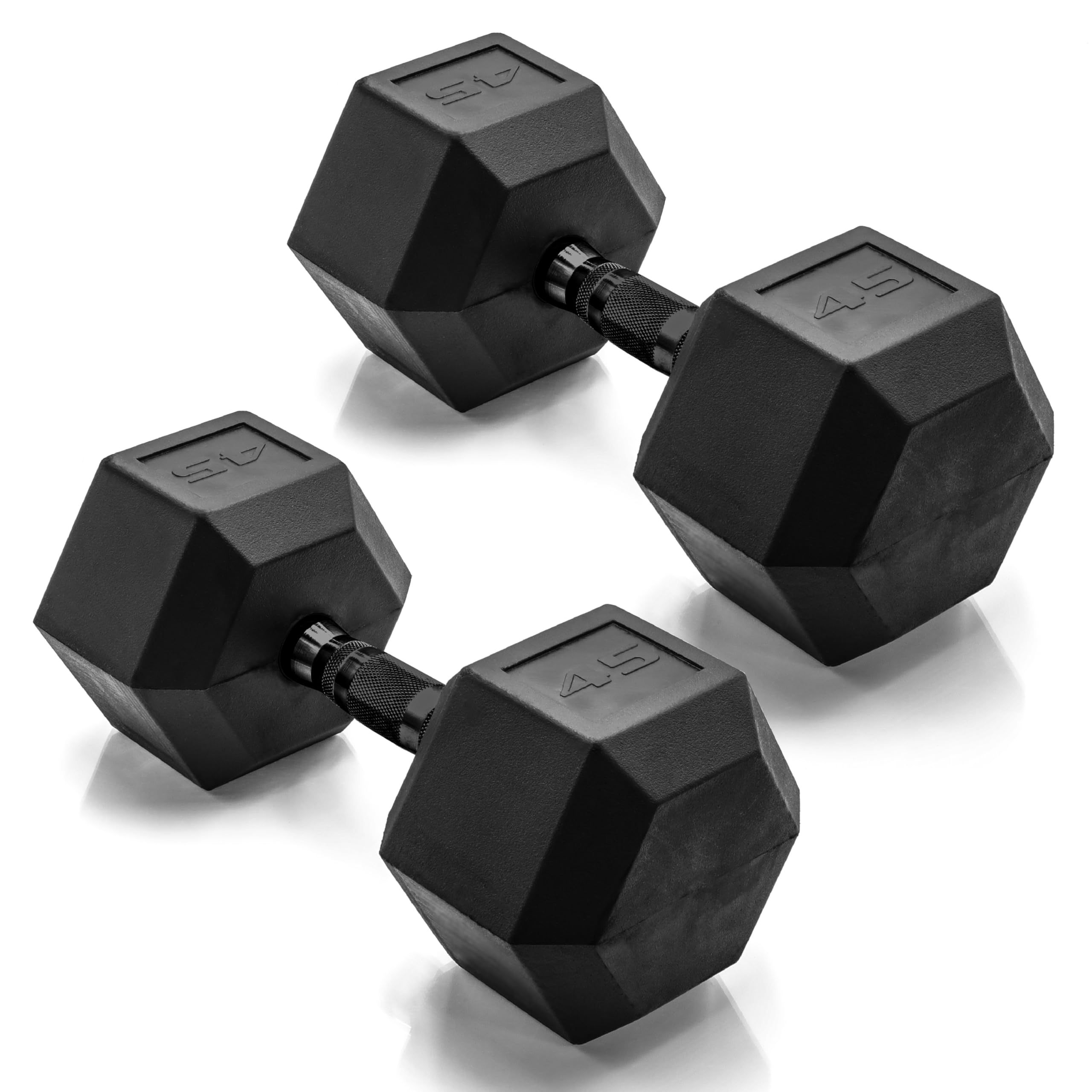 Cap Barbell 45 Lb Coated Hex Dumbbell Weight Pair With Black Handle
