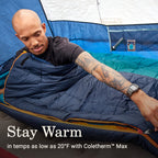 Coleman Big Bay Mummy Sleeping Bag, Cool-Weather 0F/20F/40F, Big & Tall Size With Foot Ventilation For Adults Ideal For Camping,
