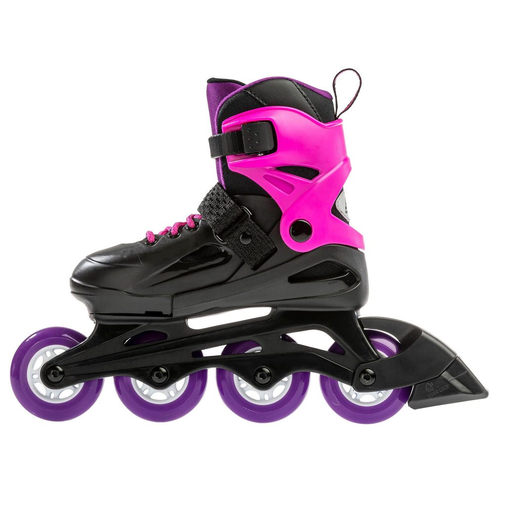 Rollerblade Fury Junior Adjustable Fitness Inline Skate, Black & Pink